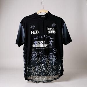 Hidden Bay Sports Cycling Jersey Women’s Size Large Black White Short Sleeve